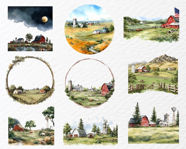 Farm Ranch PNG Bundle, Country Farm Life, Rustic Agriculture Clipart ...