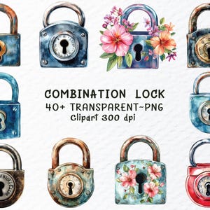 Cadeado de Combinação PNG Clipart | Arquivos de Cadeado de Combinação PNG em Aquarela | Cadeado Retro PNG Clipart | Cadeado Vintage Clipart, Decalque de Cadeado Transparente