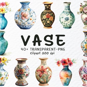 Aquarel vaas png clipartbundel | Vaas png-bestanden, bloemenvaas clipart, potplant clipart, planter png, vaas sticker, transparante clipart