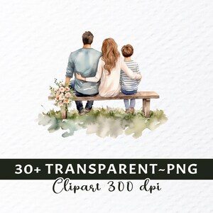 Watercolor Family Png Clipart Bundle | Family Png Files | Happy Family Clipart | Kids Mom Dad Clipart Png, Family Decal, Transparent Clipart