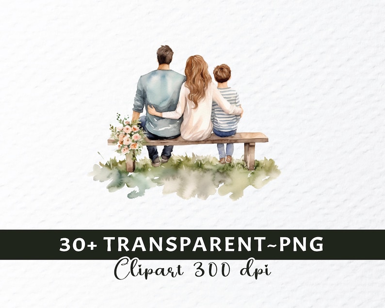 Watercolor Family Png Clipart Bundle | Family Png Files | Happy Family Clipart | Kids Mom Dad Clipart Png, Family Decal, Transparent Clipart