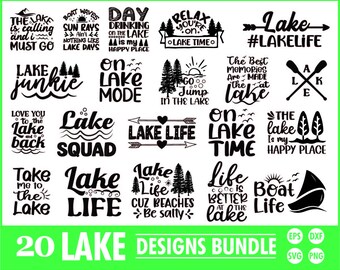 Lake Life SVG Bundle: Fishing, Boat Quotes (Digital Cut Files)