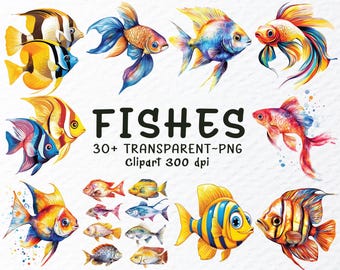 Watercolor Fish Clipart Bundle: Under The Sea PNG Files (Digital Download)