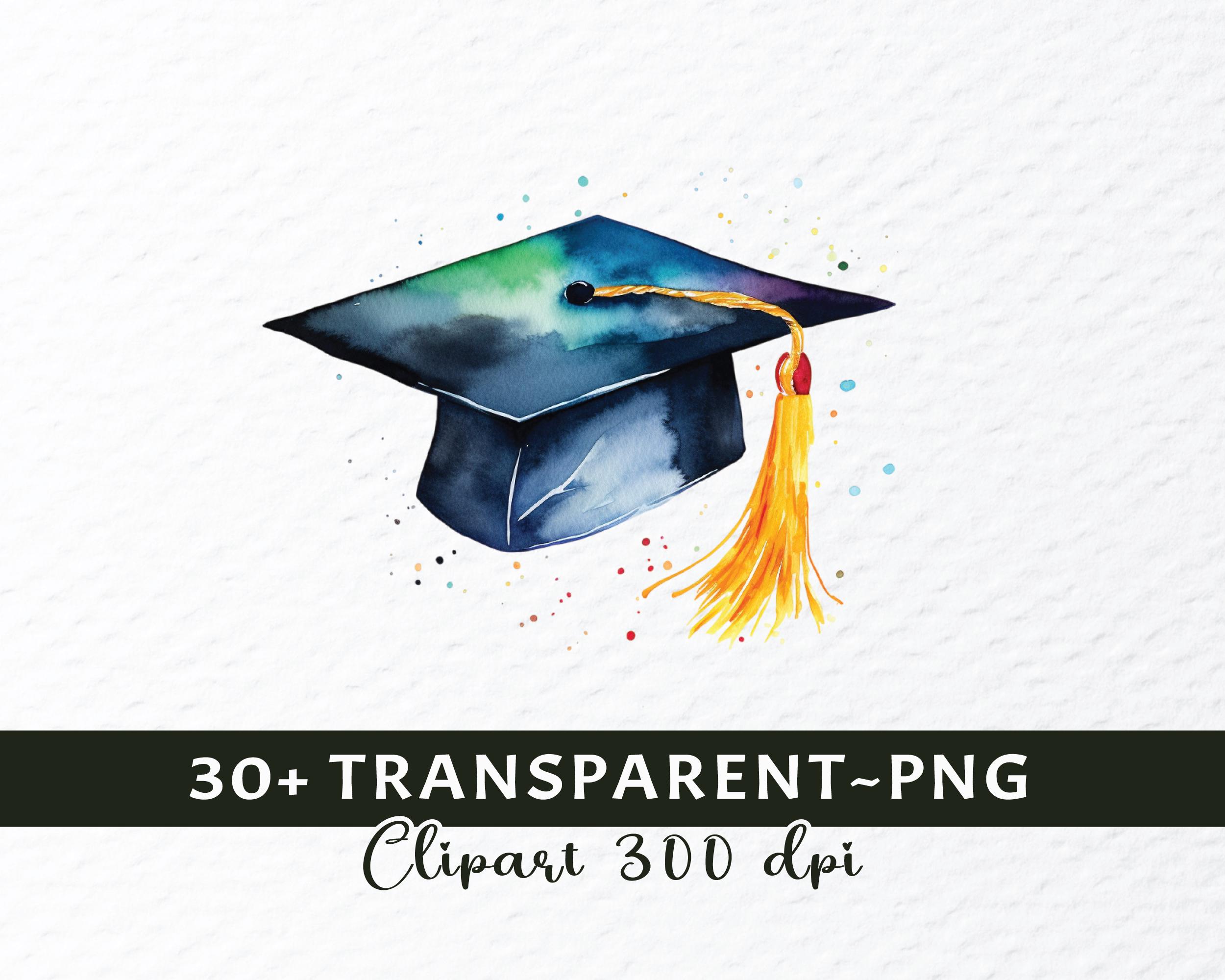 Watercolor Graduation Cap PNG Clipart Bundle (digital Download) - Etsy