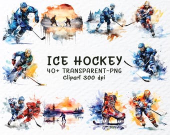 IJshockey clipartbundel, spelerssilhouet png, wintersport clipart, teamgamedesign