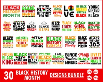 Black History Month SVG-bundel, Black History Month png-bundel, Black History Month Dxf, SVG-bestand knippen, silhouet, Cricut