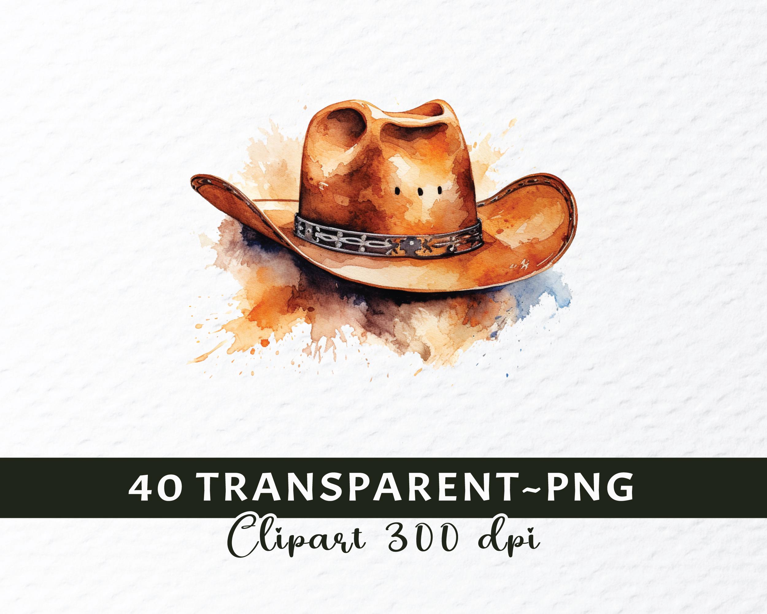 Watercolor Cowboy Hat Clipart Bundle, Wild West Png Files (digital ...