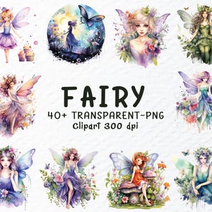 Bundle de cliparts aquarelle fée, fichiers Png fée, fée florale des cliparts Png, Png de fée de la forêt, des cliparts jardin féerique, sticker fée du printemps