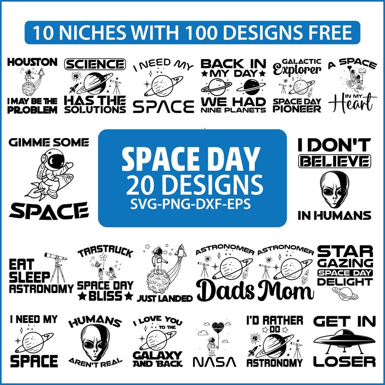 Space Day Svg Designs Bundle, Outer Space Svg Files, Stars Svg File ...