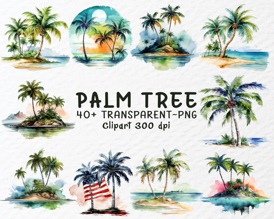 Palm Tree Bundle, Tropical Palm PNG, Beach Summer Clipart Design - Etsy