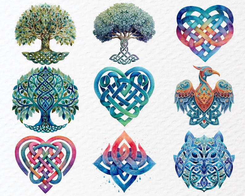 Irish Geometry Celtic Knot Clipart Bundle, Irish Knotwork PNG, Ancient Symbol Clipart ...