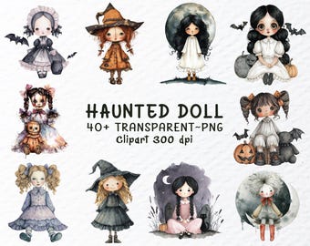 ハロウィン人形のクリップアート、透明PNG、ダークなおとぎ話の