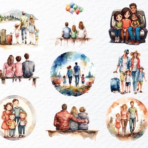 Watercolor Family Png Clipart Bundle | Family Png Files | Happy Family Clipart | Kids Mom Dad Clipart Png, Family Decal, Transparent Clipart