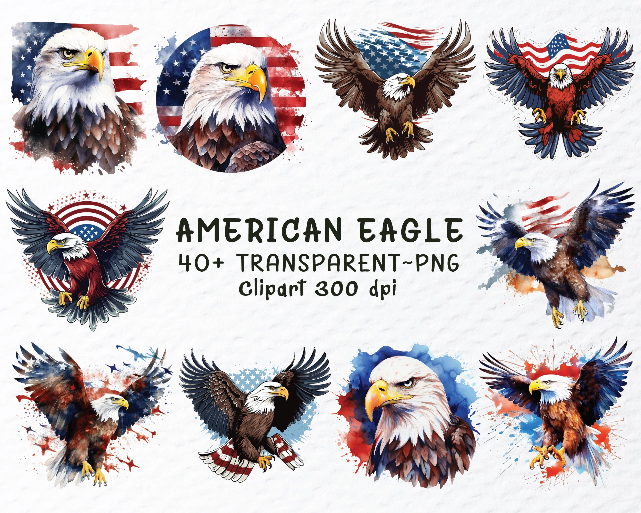 American Eagle Clipart Png, Watercolor American Eagle Png Files, Patriotic Bald Eagle Clipart, 4th Of July PNG Clipart, USA Flag Decal Png