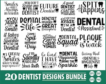 Bundel met geknipte bundel tandartsen, mondhygiënist ontwerpen (digitale download)