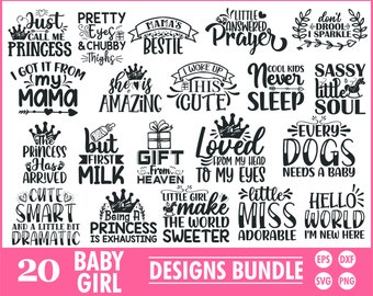 Baby Girl Quotes SVG Bundle, Princess, Mama's Bestie (Digital Files)