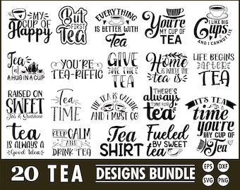 Tea quotes svg bundle, Tea lovers design set, PNG Bundle, SVG Design bundle, Tea PNG Bundle, tea lovers gift ideas