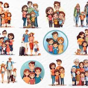 Watercolor Family Png Clipart Bundle | Family Png Files | Happy Family Clipart | Kids Mom Dad Clipart Png, Family Decal, Transparent Clipart