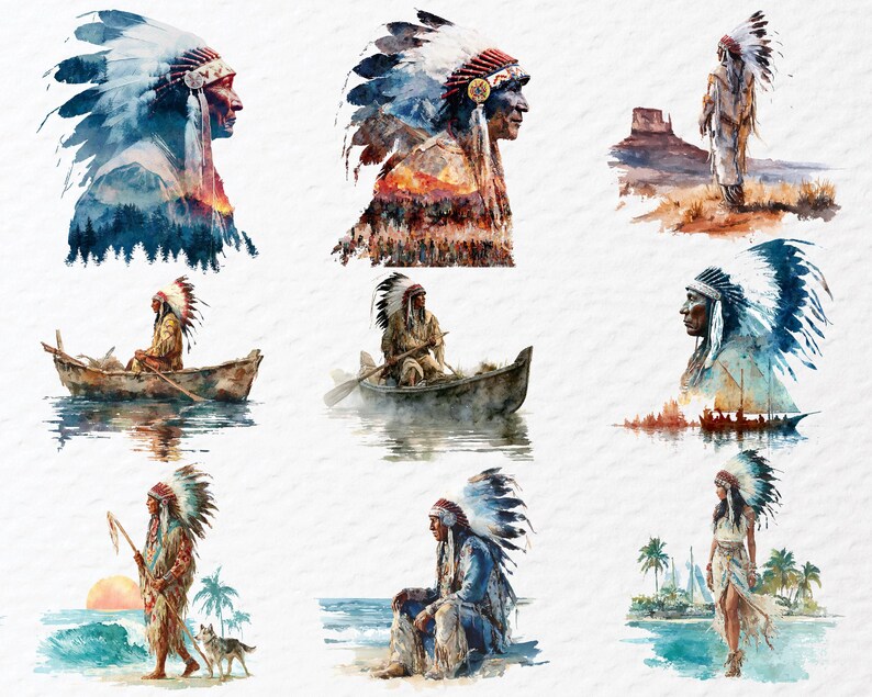 Native American PNG Clipart Bundle, Indigenous Tribal Art PNG, Cultural ...