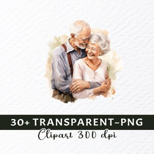 Grandparents Png Clipart Bundle, Watercolor Grandparents Png File, Grandma Clipart, Grandpa Clipart, Grandparents Decal, Transparent Clipart