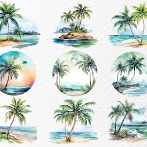 Palm Tree Bundle, Tropical Palm PNG, Beach Summer Clipart Design - Etsy