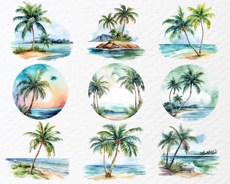 Palm Tree Bundle, Tropical Palm PNG, Beach Summer Clipart Design - Etsy