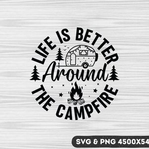Campfire Life SVG : Camping Adventure Cut File (téléchargement numérique)