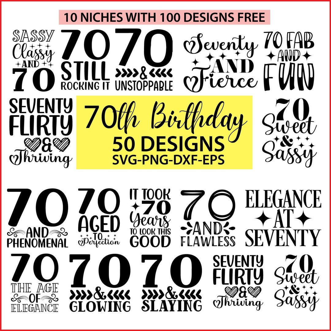 70th Birthday SVG Designs Bundle (digital Download) - Etsy