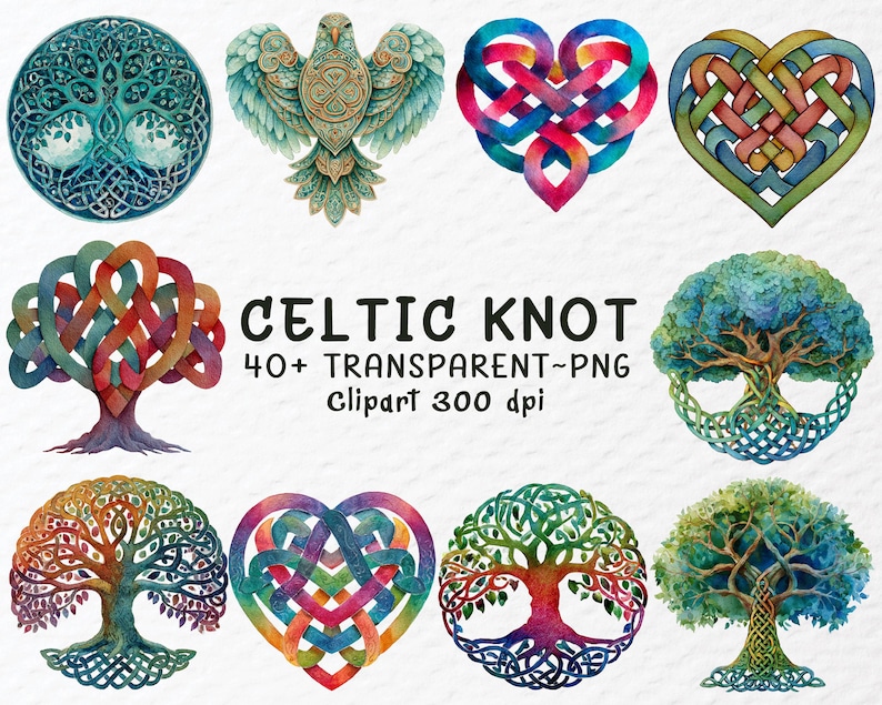 Irish Geometry Celtic Knot Clipart Bundle, Irish Knotwork PNG, Ancient Symbol Clipart ...