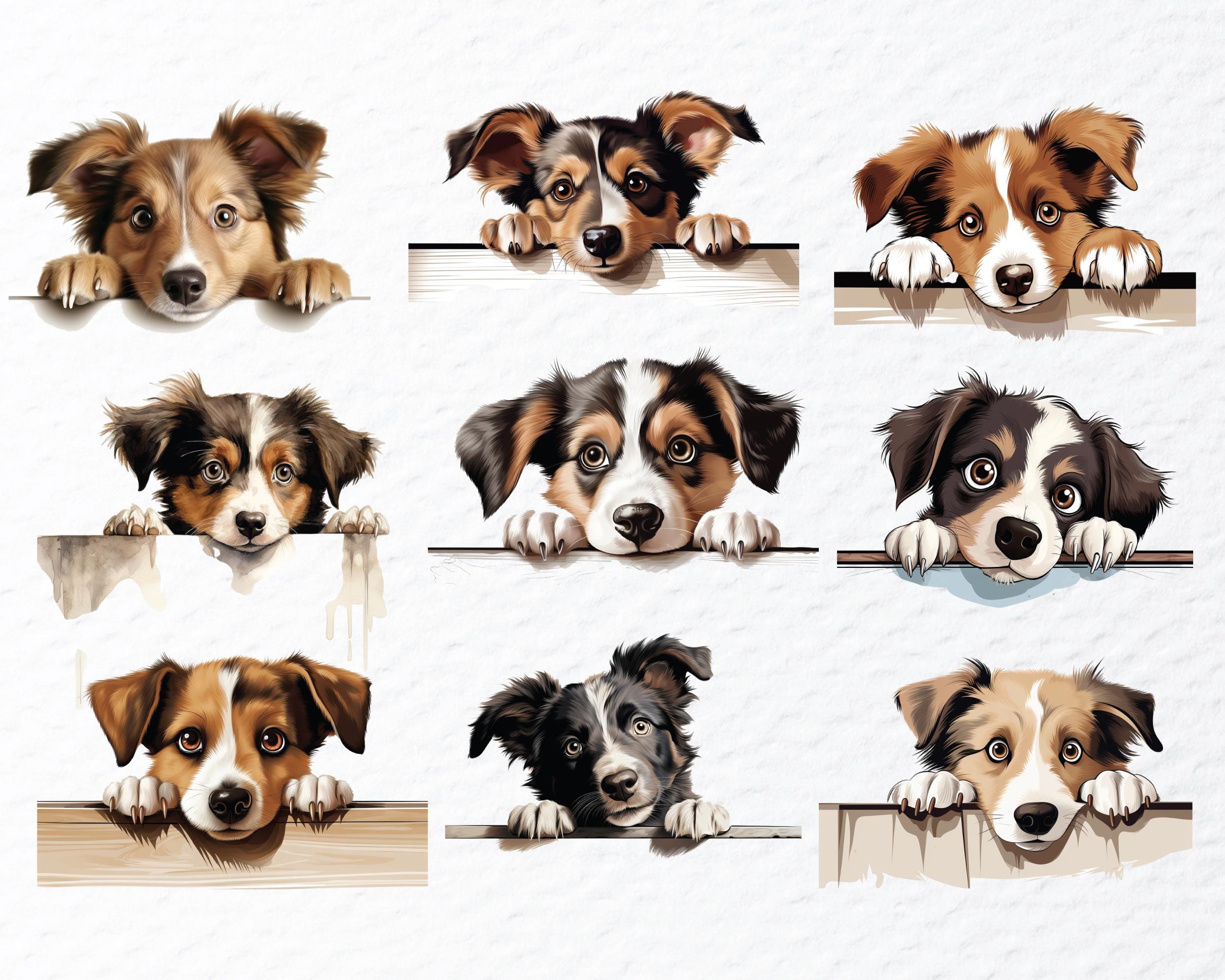 Watercolor Peeking Dog Clipart Bundle: Transparent PNG Files - Etsy