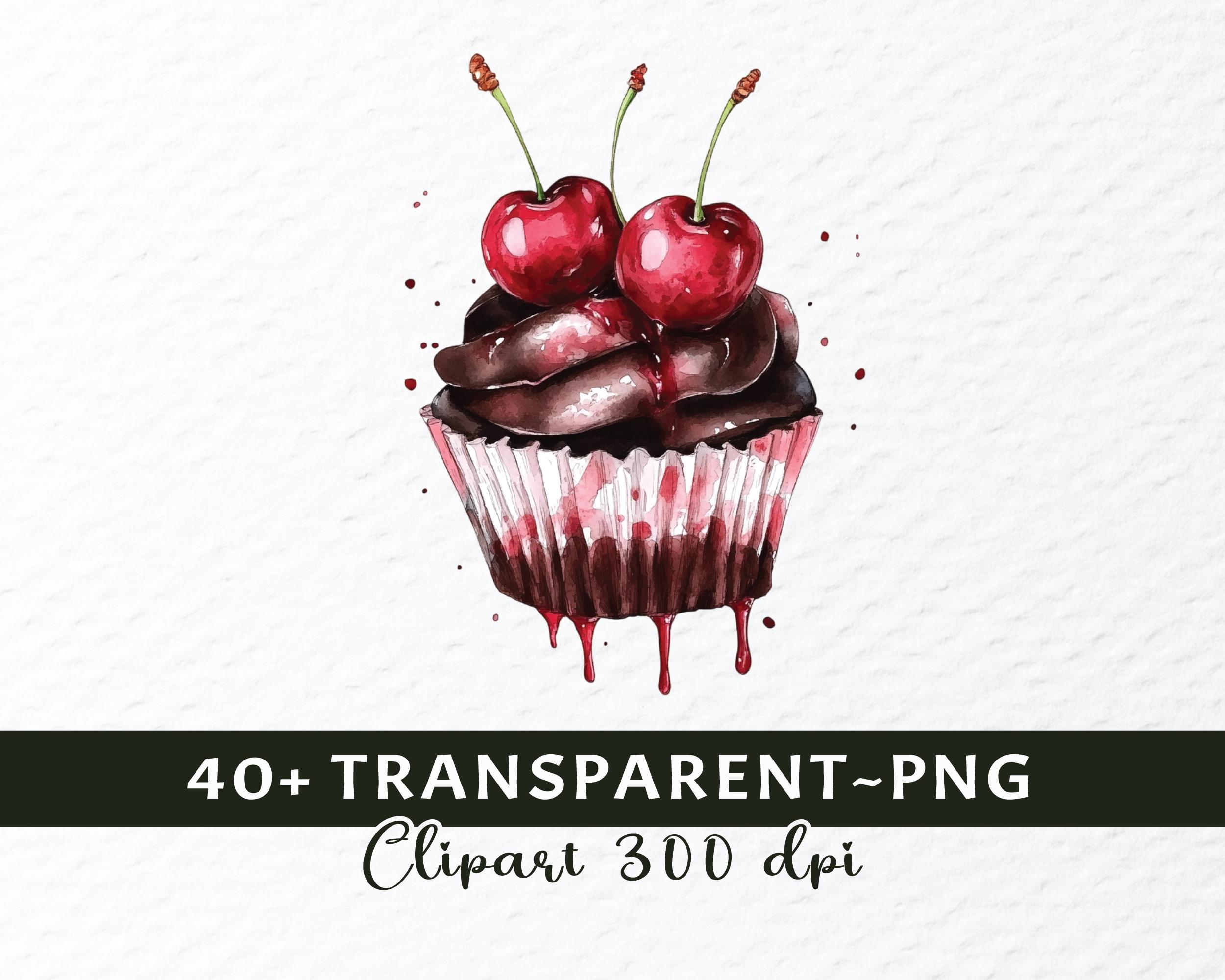 Watercolor Cupcake PNG Clipart Bundle: Birthday Dessert Graphics ...