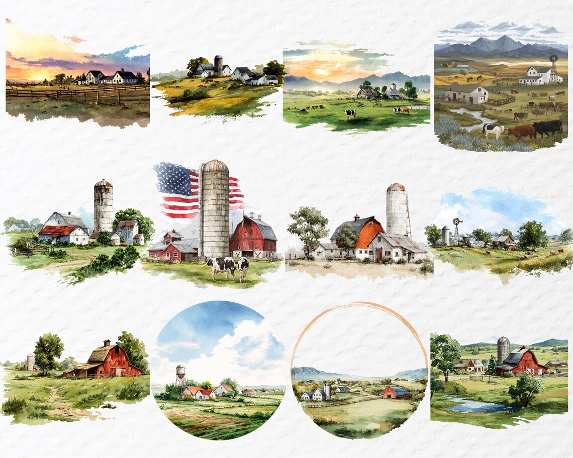 Farm Ranch PNG Bundle, Country Farm Life, Rustic Agriculture Clipart ...