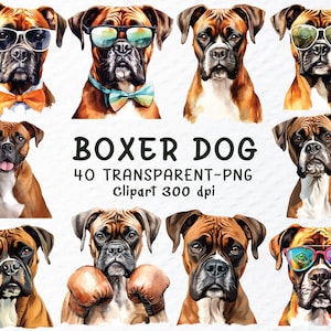 Boxer Dog Png Clipart Bundle | Boxer Dog Decal Png Files, Boxer Dogs Png Clip Art, Watercolor Boxer Puppy, Dog Breed Transparent Png Files