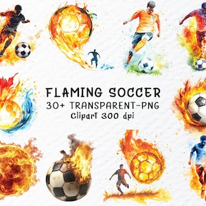 Flammender Fußball Png Clipart Bundle | Aquarell Flammender Fußball Png-Dateien | Sport Clipart, Fußball Png, Fußball Aufkleber, transparentes Clipart