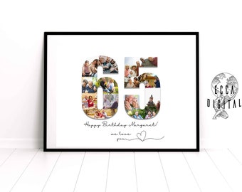 Photo Collage Design, Birthday Gift, Anniversary Gift, Photos in Numbers Collage