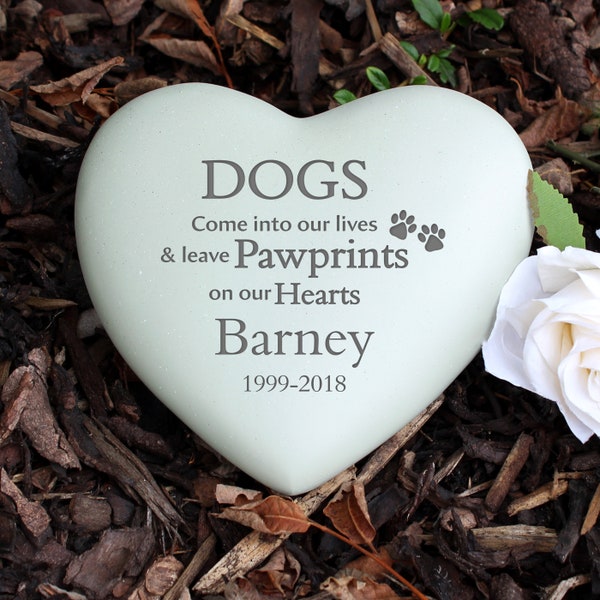 Dog Memorial - Personalised Heart shaped Dog Memorial - Dog Memorial Stone