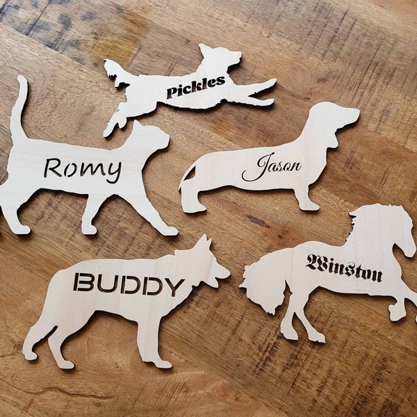 Gepersonaliseerde wanddecoratie Silhouette van jouw eigen huisdier met naam muurkunst hond kat paard uniek cadeau woonkamer slaapkamer