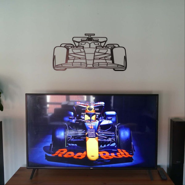 Formule 1 Red Bull racing car RB19 Line art wall decoration. Max Verstappen race auto voorkant muurkunst. minimalistisch, uniek, abstract.