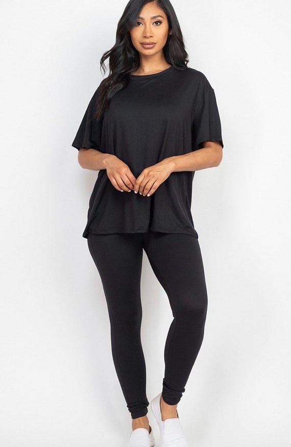 Oversized T-shirt & Leggings Outfit Two Piece Set -  Sweden