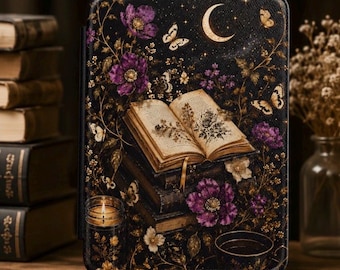 Custodia per Kindle "Biblioteca Incantata" / Cover per e-reader "Amante dei Libri Gotici" / Custodia per Kindle "Dark Academia Floreale" / Regalo romantico per lettori / Accessorio per Libri