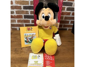 Vintage Talking Mickey Mouse Plush w/ Cassette Book Set Worlds of Wonder