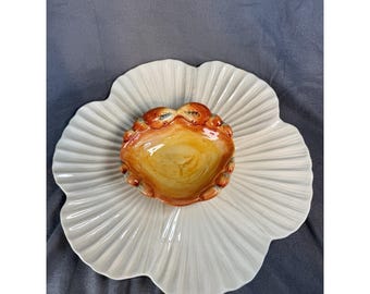 Maxcera Crusty Crab Serving Platter 14" Coastal Chip Dip Tray Beach Serveware