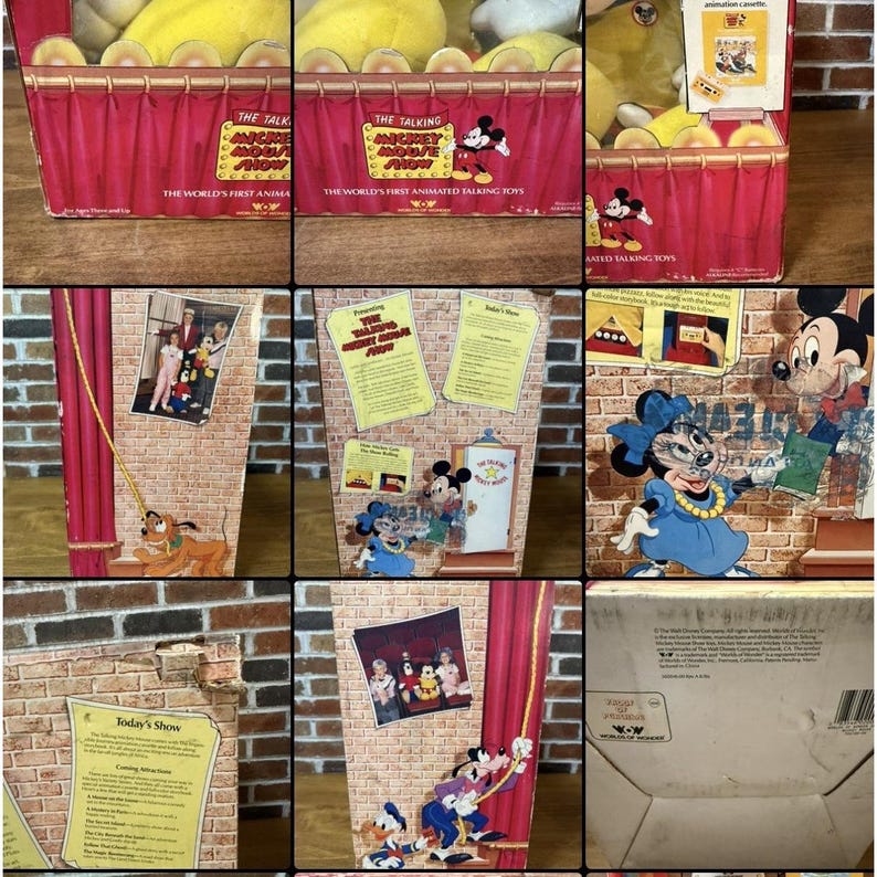 Peluche de Mickey Mouse parlante vintage con casete, juego de libros Worlds of Wonder imagen 19