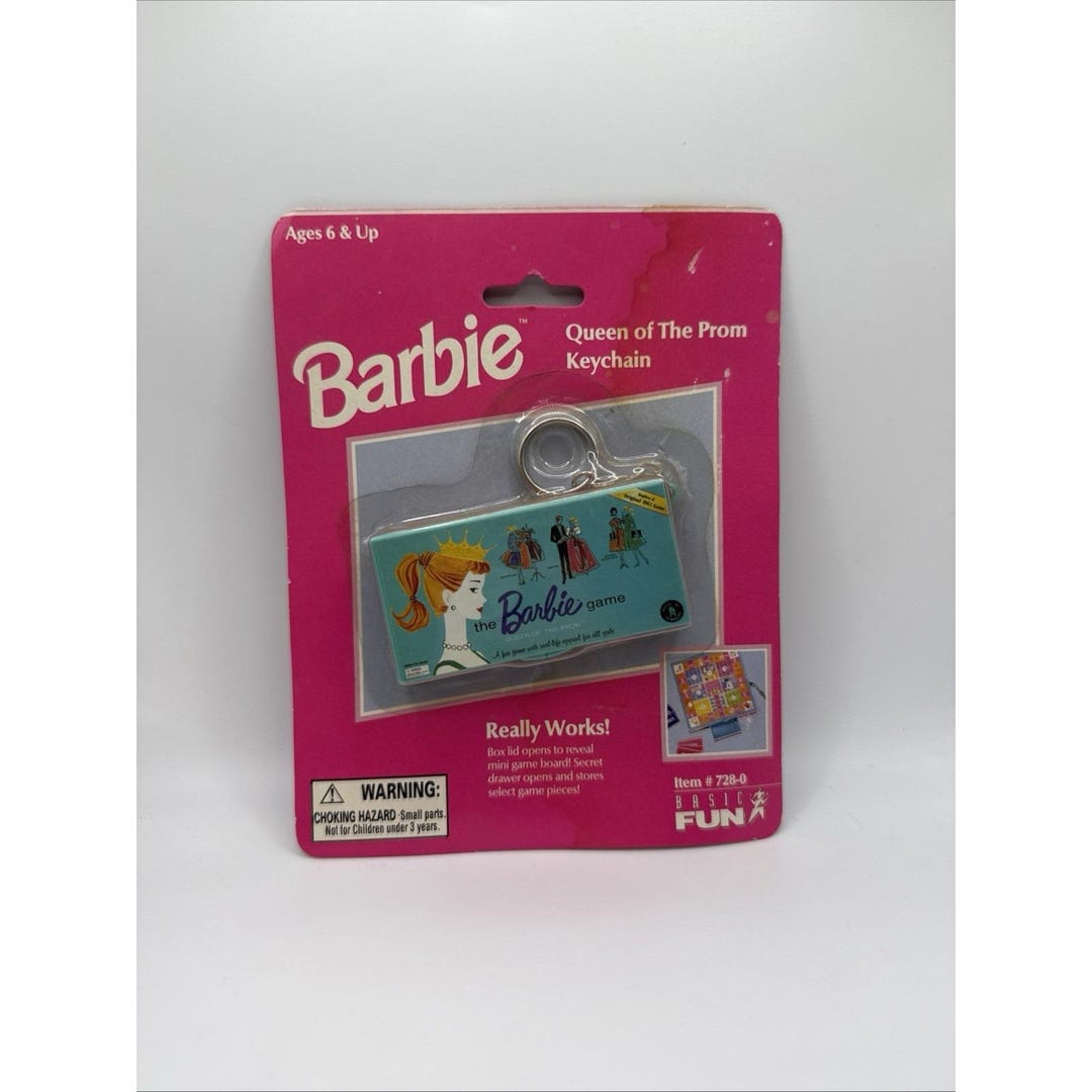 Prom Keychains Barbie Queen of the Prom Keychain Mini Board Game Basic Fun 1999 New W ...
