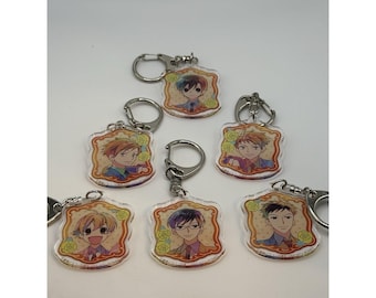 Llavero acrílico del club anfitrión de la escuela secundaria Ouran, lote de 6, anime oficial BONES