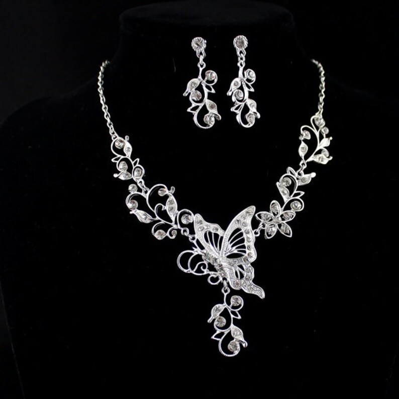 Butterfly Necklace and Earring Set Bridal Necklace and Etsy