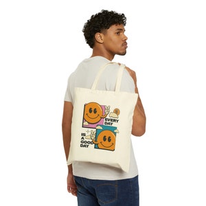 Smiley face tote bag| positive quote tote bag | shopping bag| school bag