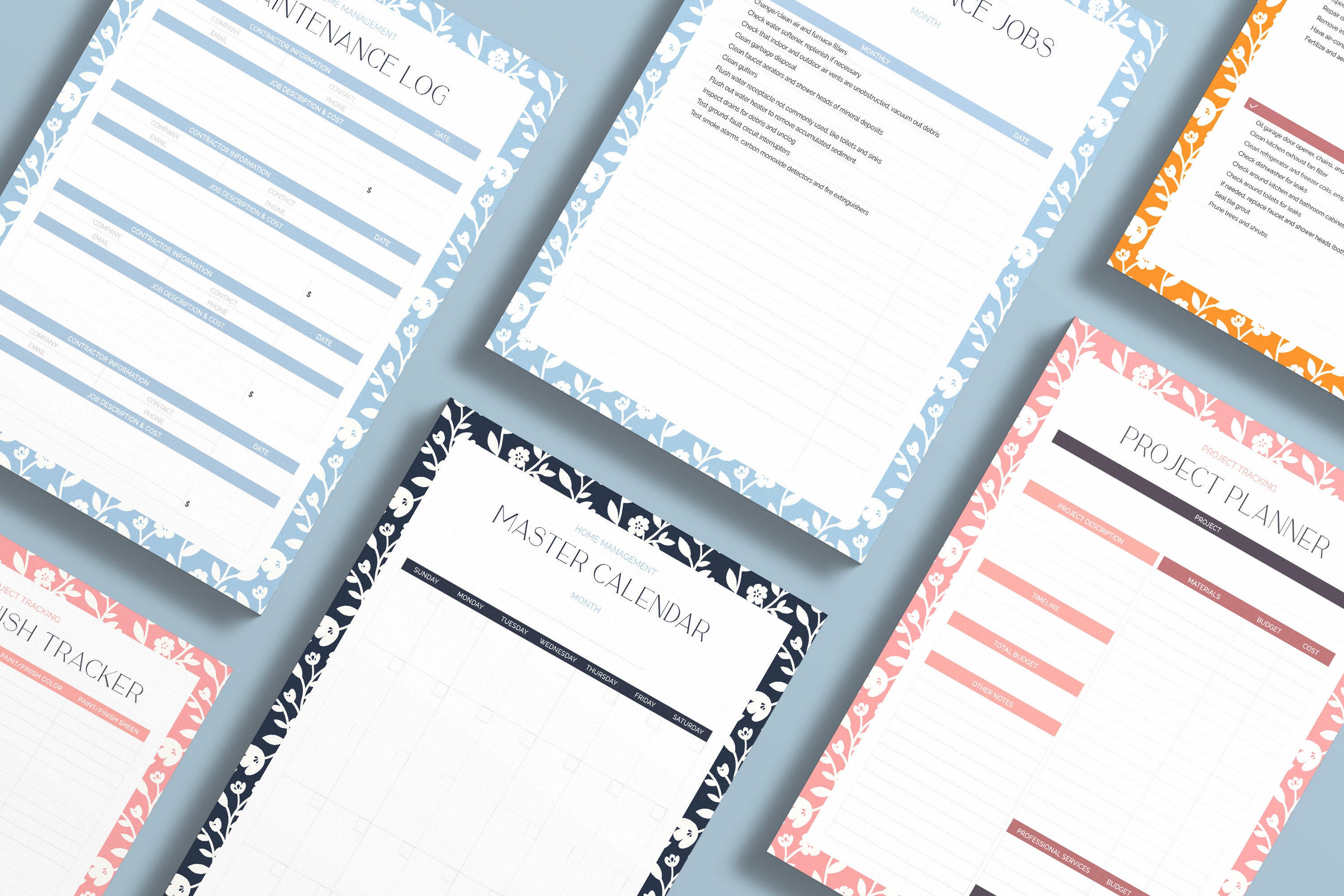 Floral Home Management Binder Printables, Home Organization Guide, DIY ...