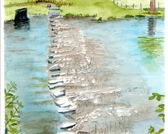Stepping Stone Path an original watercolor painting
