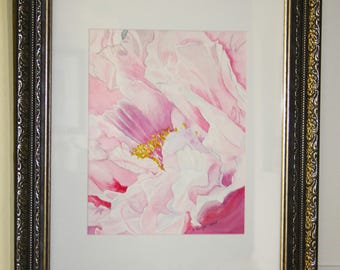 Peony a large original watercolor painting